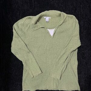 Sage Green V-Neck Sweater